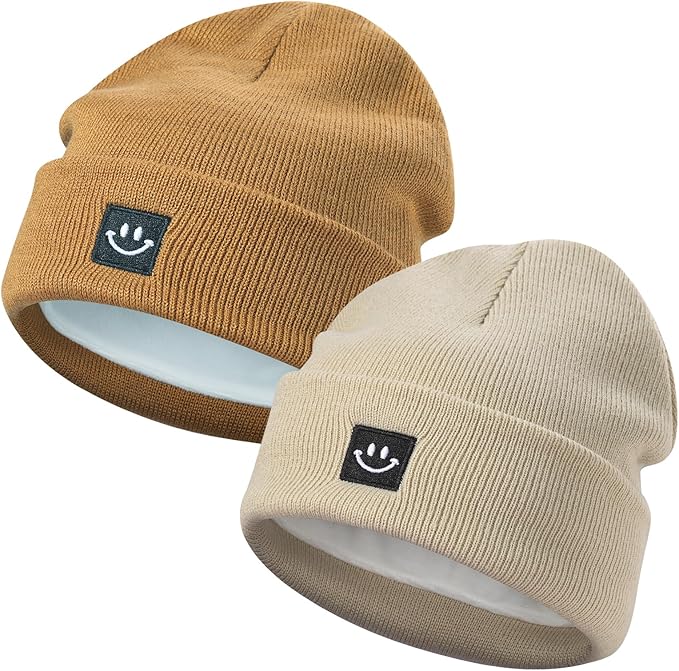 MaxNova 2 Pack Baby Beanie Fleece Lined Knit Toddler Hat by MaxNova