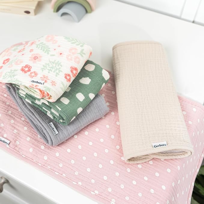 Gerber Baby Unisex Muslin Burp Cloths 5-Pack, Large Size 20" x 10" - Image 4