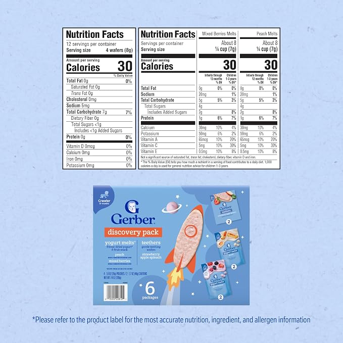 Gerber Stage 3 Baby Snacks Discovery Pack, Yogurt Melts, Teething Wafers - Image 2