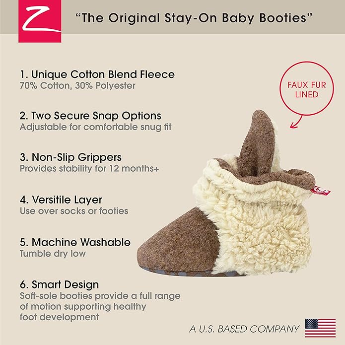 Zutano Unisex Fleece Baby Booties, Two Snap Closure, Newborn to 24 Months - Image 3