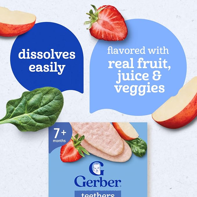 Gerber Teethers, Strawberry Apple Spinach Gentle Teething Wafers, Baby Teething - Image 7