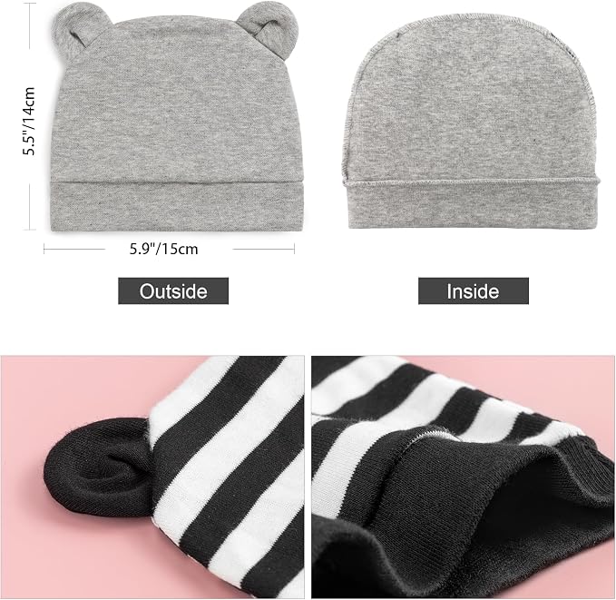 DRESHOW BQUBO 6 Pack Baby Hats for Boys Girls Unisex Baby Hat Soft Knit Cap - Image 7