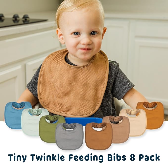 Tiny Twinkle 8 Pack Baby Bibs for Drooling and Teething – Waterproof & - Image 7