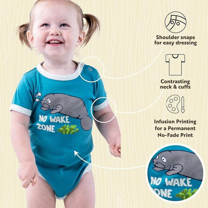 Lazy One Cute Unisex Baby Bodysuit, Cute Animal Designs, 6-18 Months - Image 6