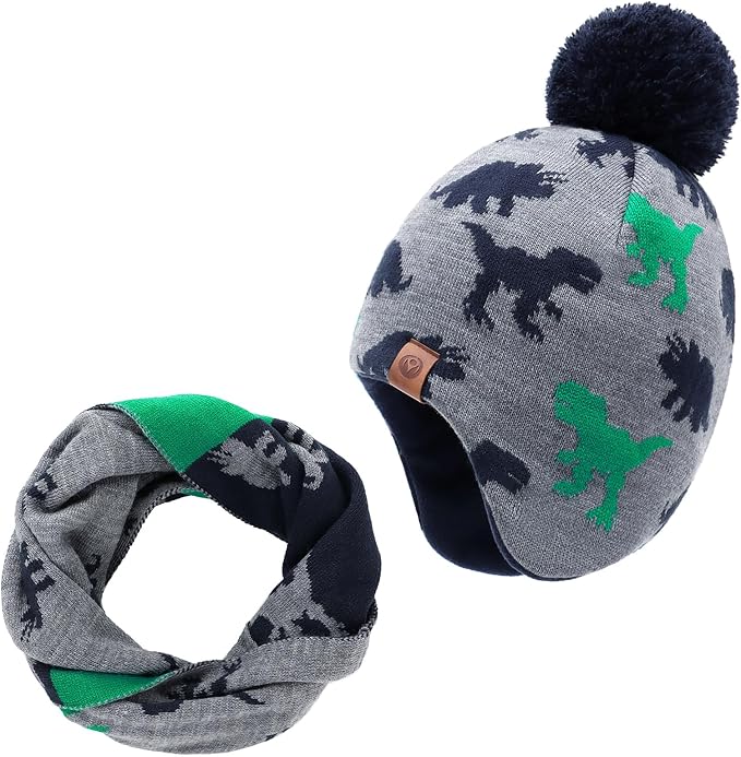 Duoyeree Kids Beanie Hat for Boys Girls Pom-pom Kint Hats Cozy Lining Winter by Duoyeree