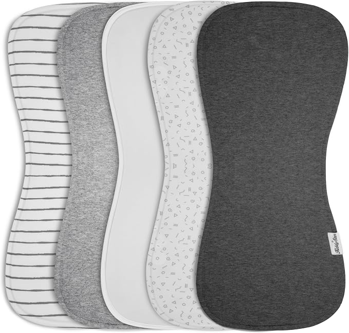 5-Pack Organic Cotton Burp Cloths – Large, Ultra-Soft 3-Layer Towels by KiddyStar%C2%AE