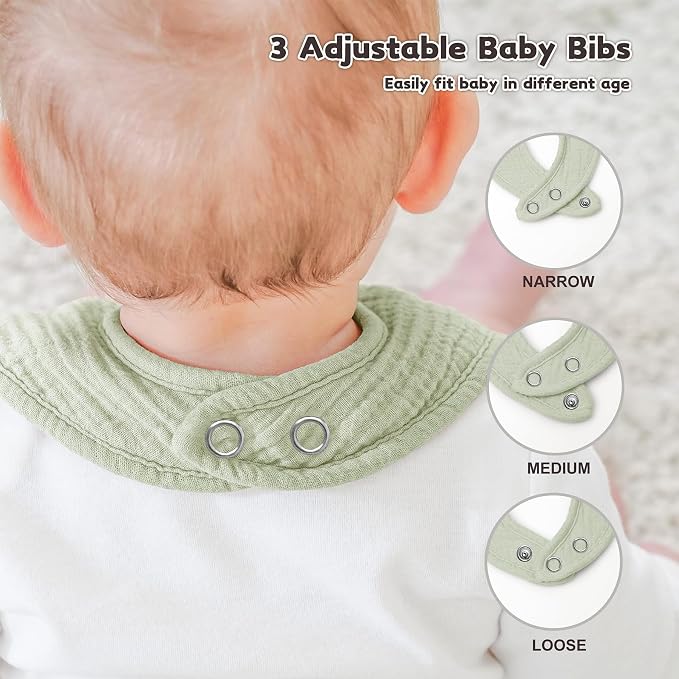 AMAWMW Muslin Baby Bibs for Unisex Boys Girls 6Pack Baby Bandana Drool Bibs - Image 5