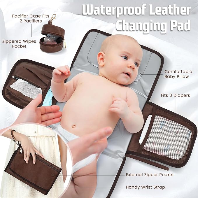 Premium Vegan Leather Diaper Bag Backpack - Image 6