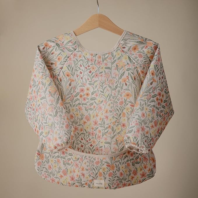mushie Long Sleeve Baby Bib | Water Resistant Adjustable Fit - Image 2