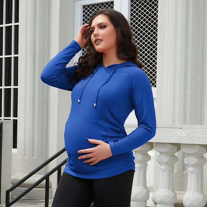 GINKANA Maternity Hoodie Long Sleeves Shirts Casual Maternity Top Pregnancy - Image 2