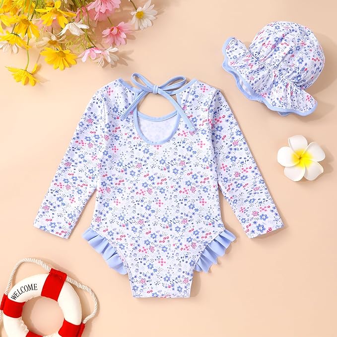 YOUNGER TREE Infant Baby Girls Swimsuit Long Sleeve Swimsuits One Piece - Image 3