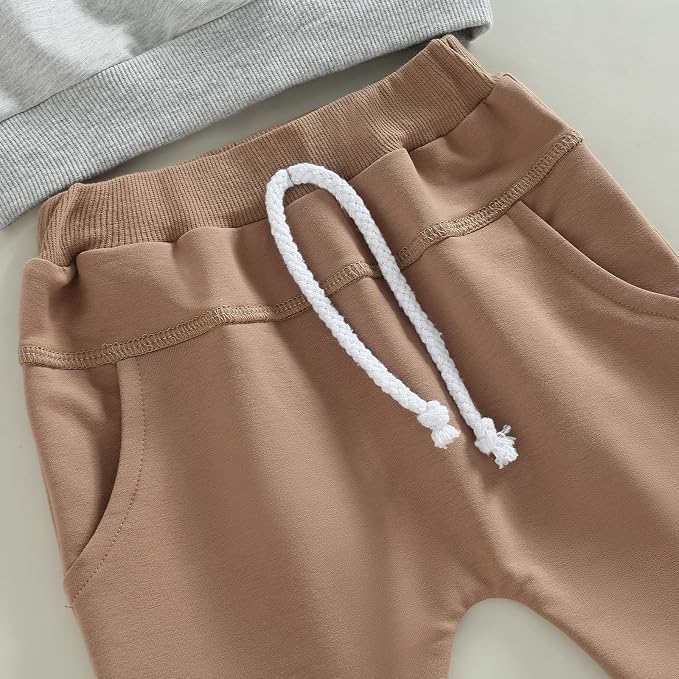 Toddler Baby Boy Clothes Solid Color Long Sleeve Crewneck Sweatshirt Top Casual - Image 5