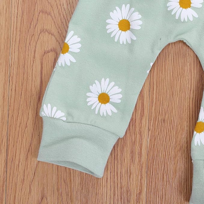 3Pcs Baby Girl Outfits Daisy Sweatshirt + Pants + Headband Infant Fall Winter - Image 5