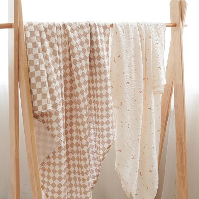 Konssy Muslin Swaddle Blankets for Girls Boys, 2 Pack Receiving Baby Blanket - Image 7