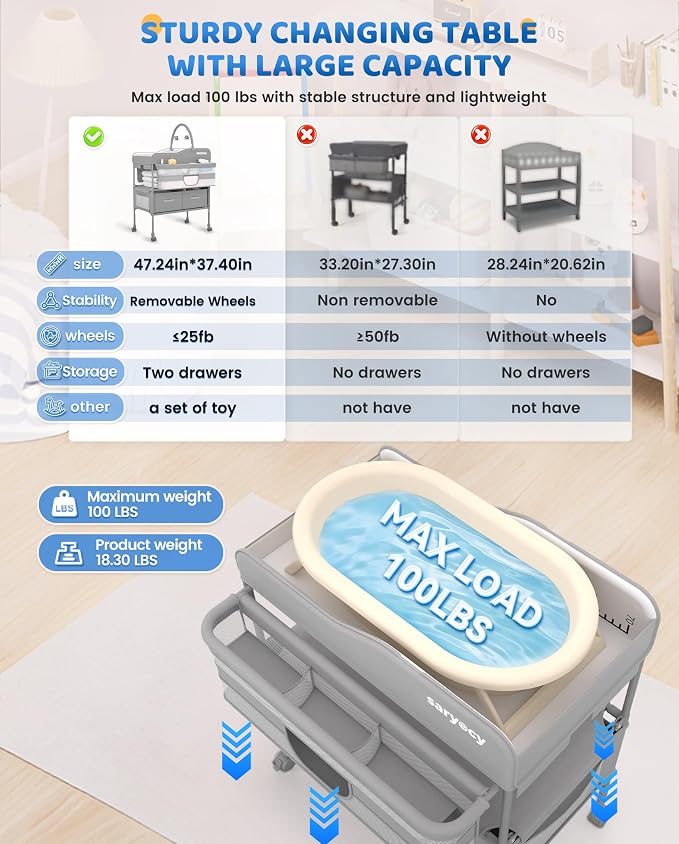 Baby Changing Table, Versatile Folding Changing Table, Waterproof Diaper - Image 5
