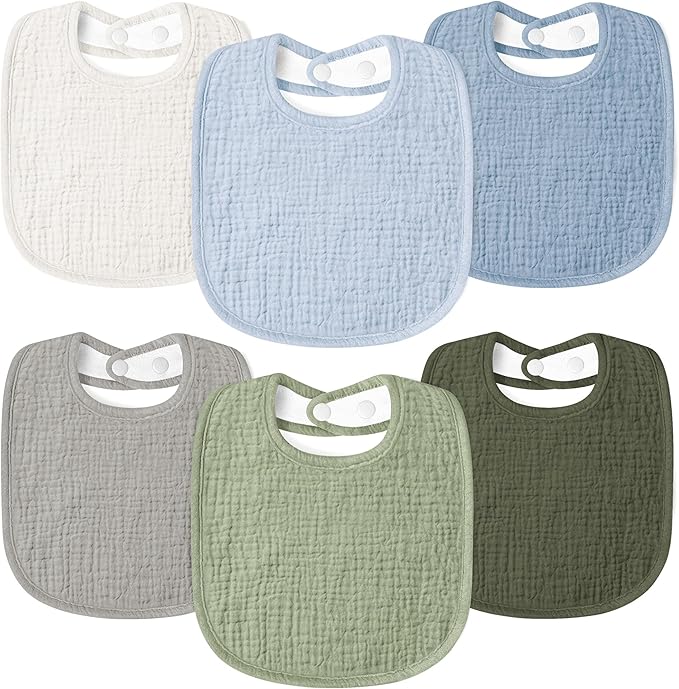 Susurration Muslin Baby Drool Bibs 6Pack Soft Square Adjustable Baby Bandana by Susurration