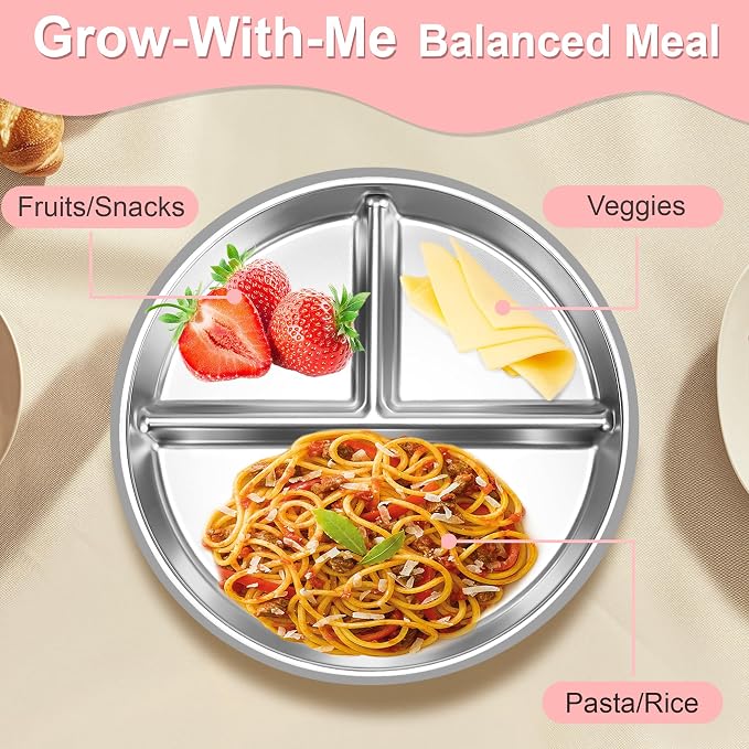 Bella’s Friends Baby Feeding Set, 2 Pack Stainless Steel Divided Plate - Image 8