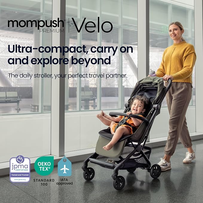 Mompush Velo Lightweight Travel Stroller, Compact & Airplane-Friendly - Image 2