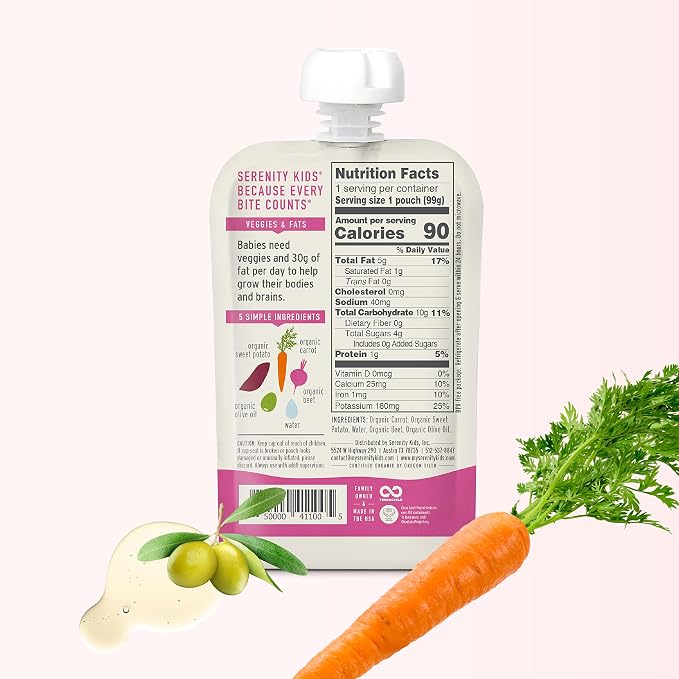 Serenity Kids 6+ Months USDA Organic Veggie Puree Baby Food Pouches | No Sugary - Image 4