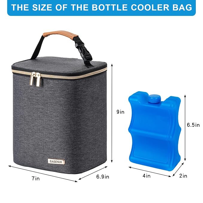 Breastmilk Cooler Bag with Ice Pack Fits 4 Baby Bottles Up to 9 Ounce, Baby - Image 5