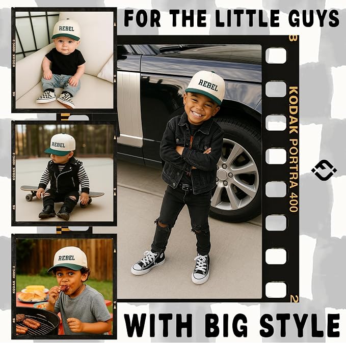 Funky Junque Premium Kids Trucker Hat Vintage Snapback Baseball Cap - Image 2