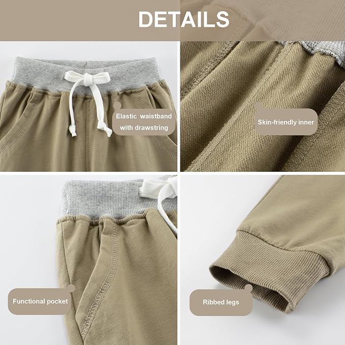 GFQLONG 3 Pack Toddler Boys Sweatpants Kids Active Jogger Pants - Image 2