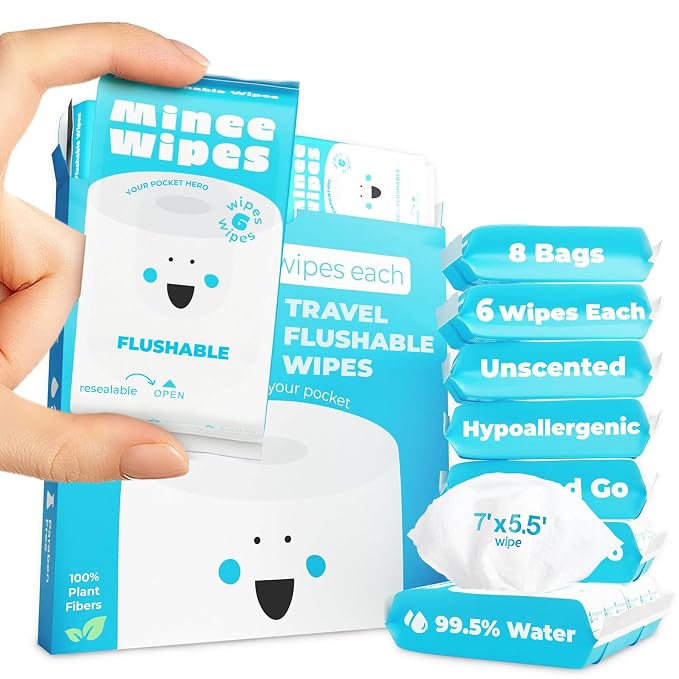 Impossibly Compact Travel Flushable Wipes by MINEEWIPES