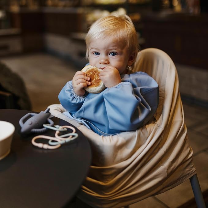 mushie Long Sleeve Baby Bib | Water Resistant Adjustable Fit - Image 6