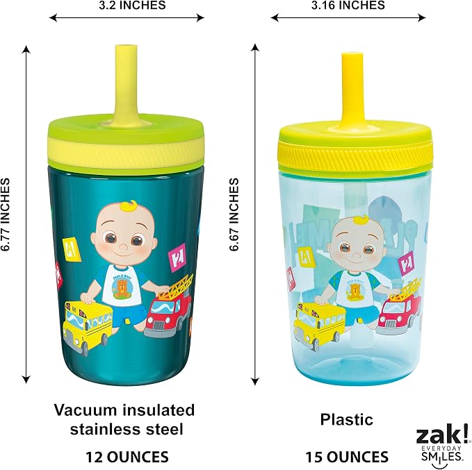 Zak Designs CoComelon Kelso Tumbler Set, Leak-Proof Screw-On Lid - Image 8