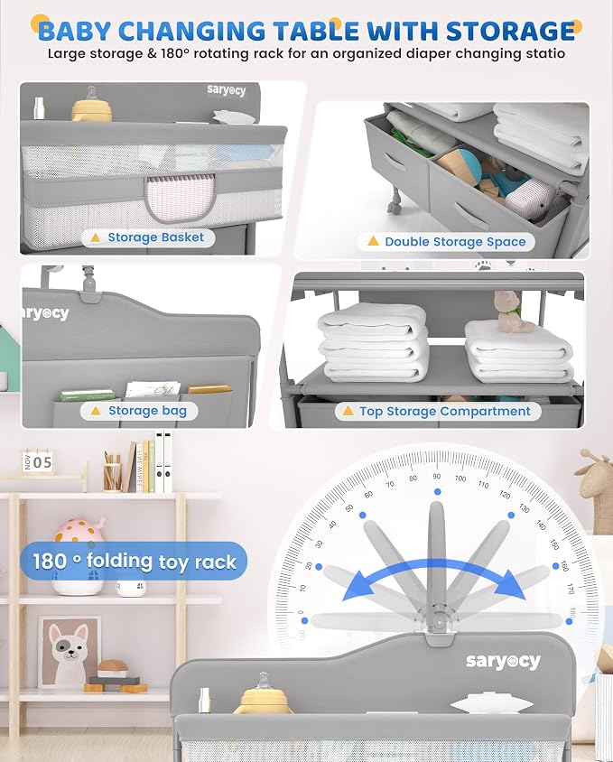 Baby Changing Table, Versatile Folding Changing Table, Waterproof Diaper - Image 3