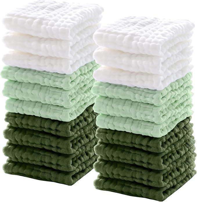 Breling 20 Pcs Baby Muslin Washcloth 12 x 12 Inch 100% Cotton Soft and by Breling