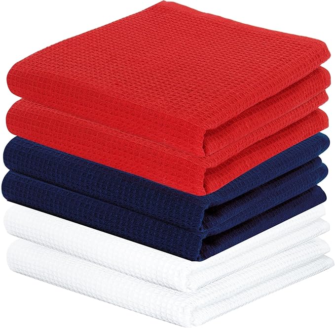 PurpleEssences 4th of July Waffle Weave Kitchen Towel, 100% Cotton 15x25 Inch by PurpleEssences