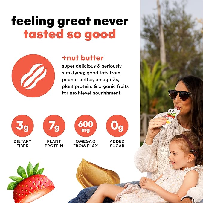 Noka Superfood Fruit & Nut Butter Smoothie Pouches, Healthy Snacks 12 Pack - Image 4