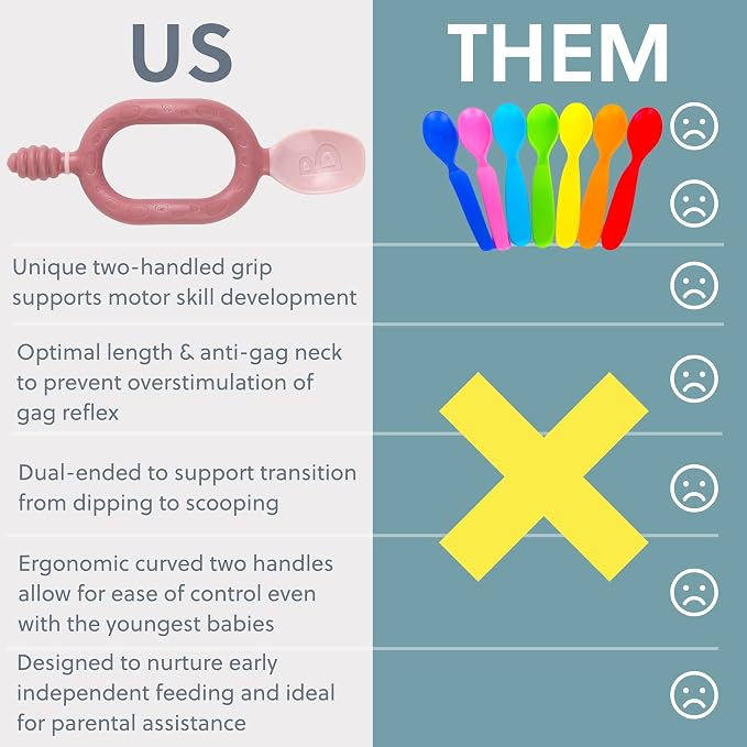 Bibado - Dippit Baby Spoon and Dipper, Blush - Soft, Chewable Dipper & Deep - Image 6