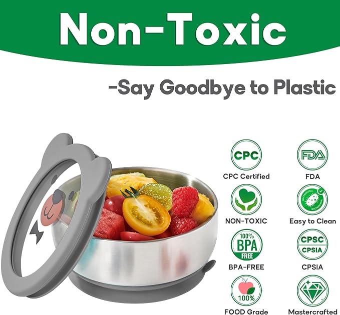 BPA-Free 100% Food-Grade Stainless Steel Baby Bowls - Image 3