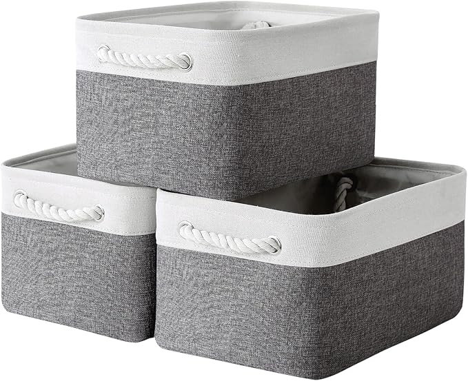Large Storage Baskets for Shelves, Fabric Baskets for Organizing, Collapsible by Sacyic