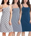 SUIEK 3-Pack Maternity Nursing Nightgown Cotton Breastfeeding Dress Pregnancy by SUIEK