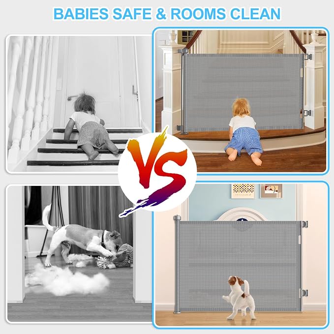 55 Inch Retractable Baby Gates Extra Wide, 41 Inch Reinforced Extra Tall Gate - Image 4