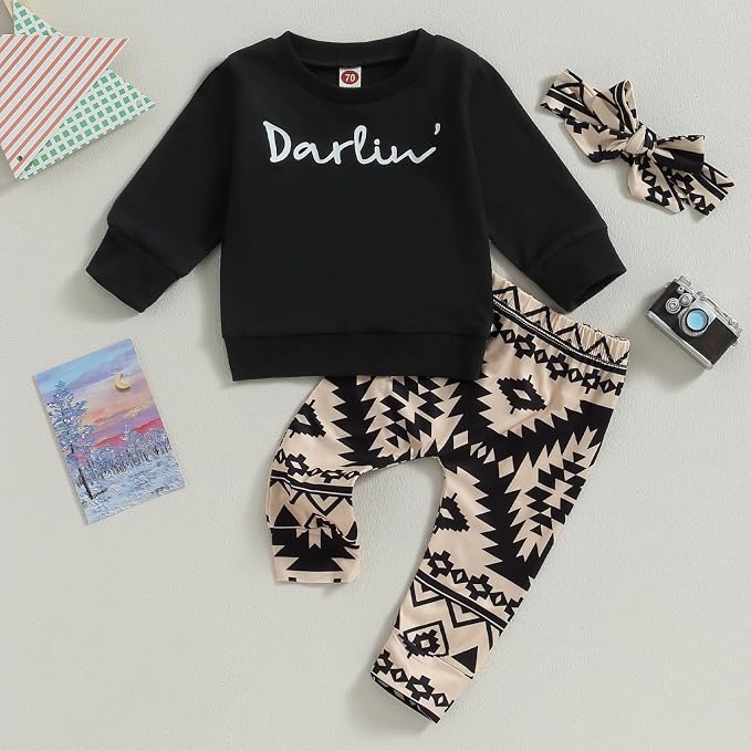 3Pcs Baby Girl Outfits Daisy Sweatshirt + Pants + Headband Infant Fall Winter - Image 6