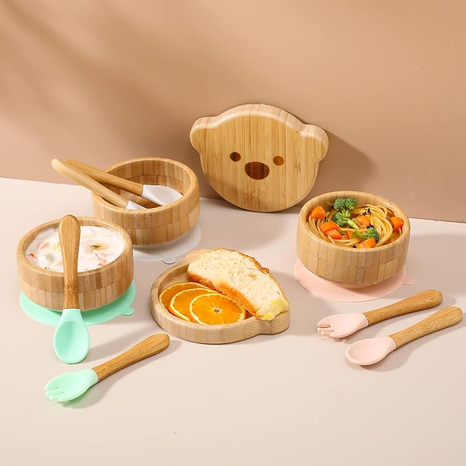 Baby Bowls with Lid, HBM Bamboo Suction Bowls - Image 4
