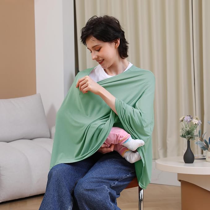 Multi-use Nursing Cover for Breastfeeding, 360°Full Coverage Nursing Poncho - Image 5