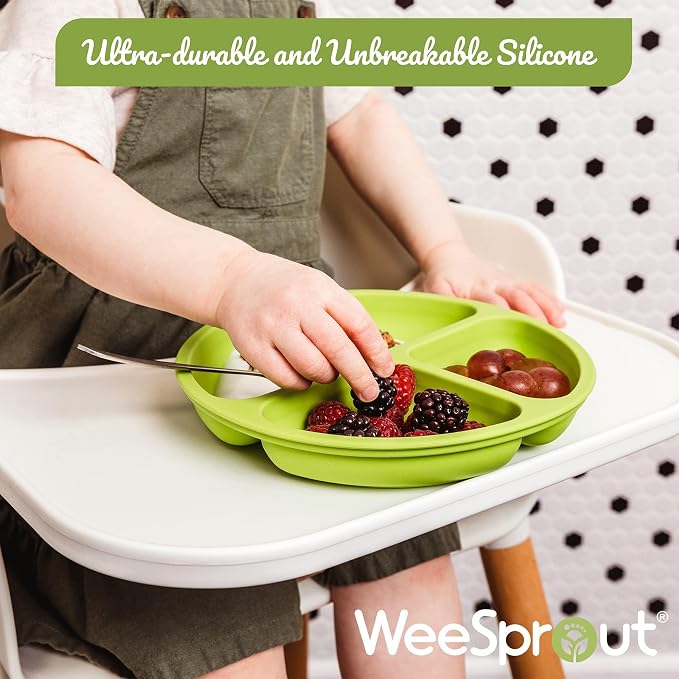 WeeSprout Silicone Divided Plates, 100% Food Grade Silicone Divided Plates - Image 8