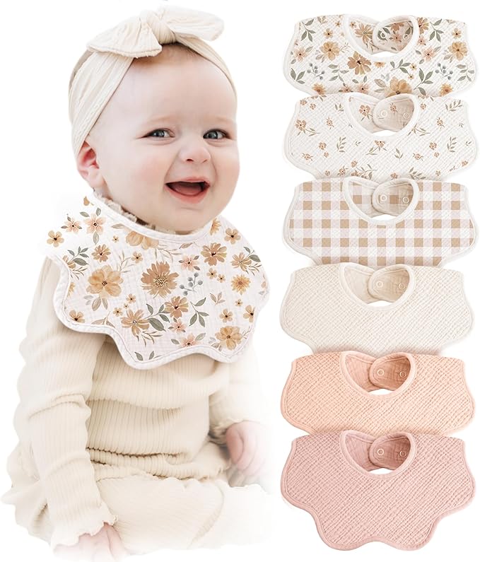 Konssy Muslin Baby Bibs 100% Cotton Absorbent Bandana Drool Bibs by Konssy