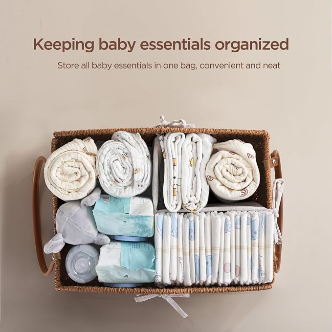 HBlife Diaper Caddy Organizer, Large Hand-Woven Storage Basket - Image 2