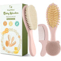 Yoofoss 4 Piece Baby Hair Brush and Comb Set，Wooden Baby Hair Brush by YOOFOSS
