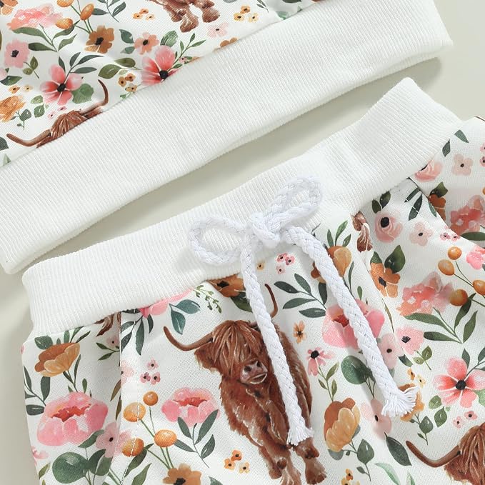 3Pcs Baby Girl Outfits Daisy Sweatshirt + Pants + Headband Infant Fall Winter - Image 4