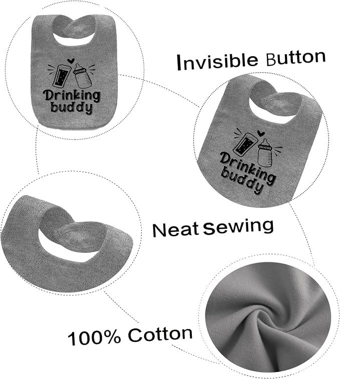 Baby Twins Bibs Drinking Buddy Newborn Baby Bibs Cute Unisex Bibs Set Toddler - Image 3