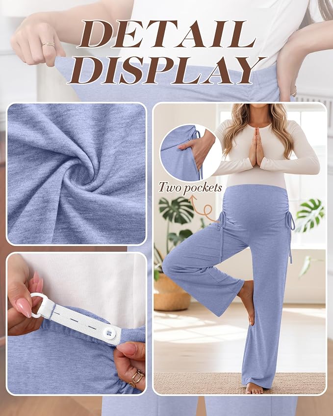 Neer 3 Pack Women's Maternity Pants Over The Belly Loose Pregnancy Pants - Image 4
