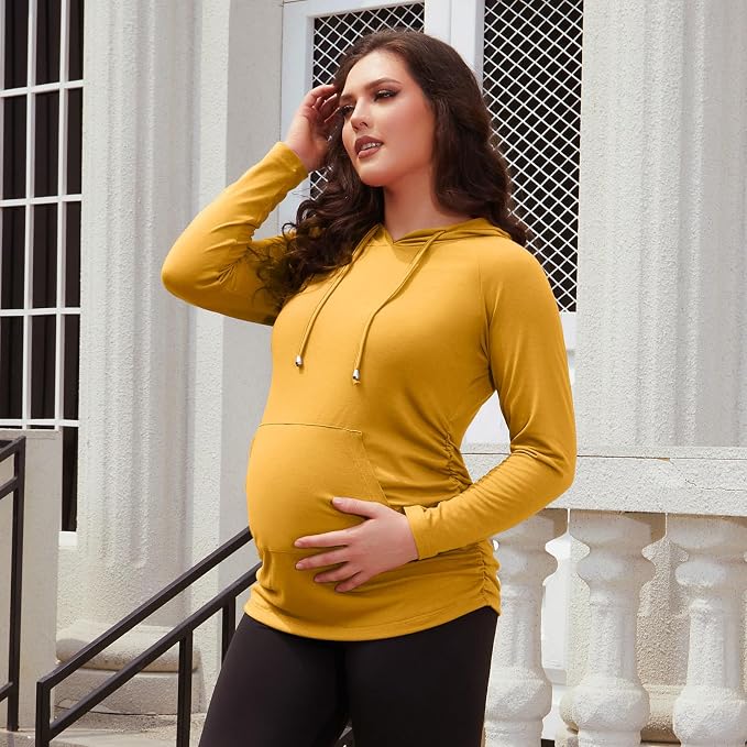 GINKANA Maternity Hoodie Long Sleeves Shirts Casual Maternity Top Pregnancy - Image 2