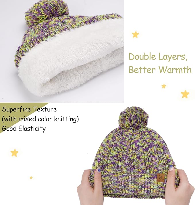 Kids Toddlers Winter Beanie Hats Gloves Neck Scarf Set Mittens Gifts - Image 2
